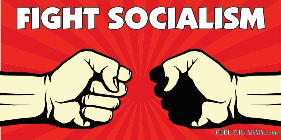 FIST-TO-FIST FIGHT SOCIALISM BUMPER STICKER